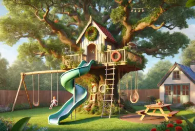 tree house with slide