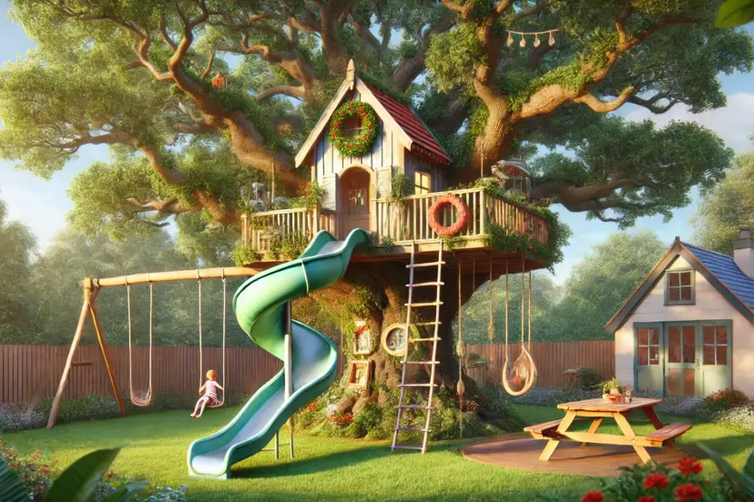 tree house with slide