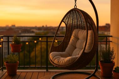 pod hanging outdoor chair with cushion