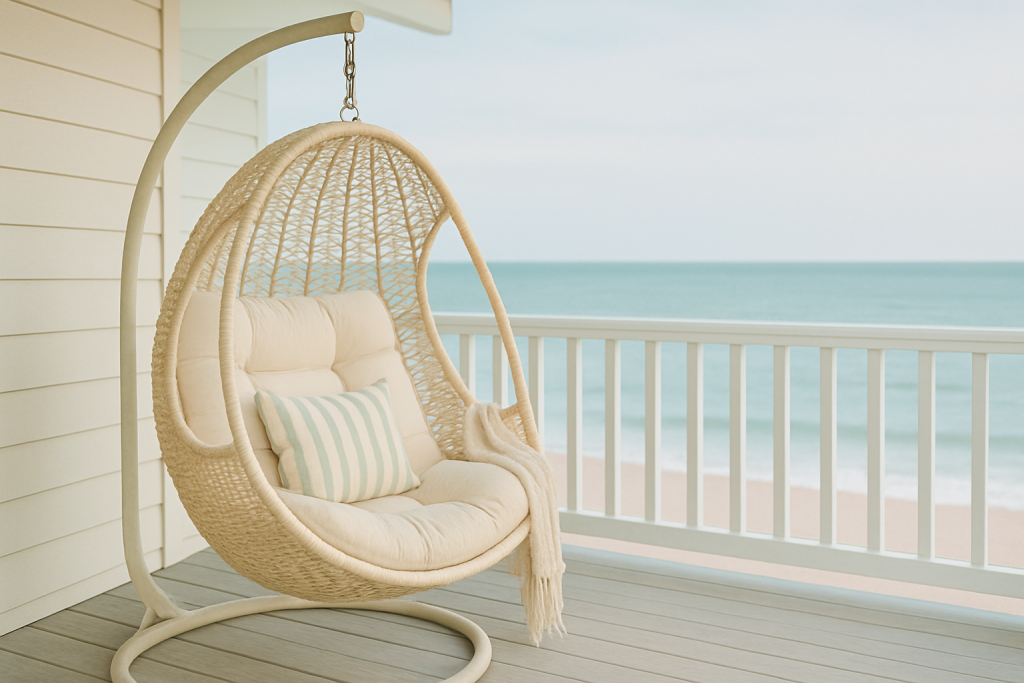 pod hanging outdoor chair with cushion