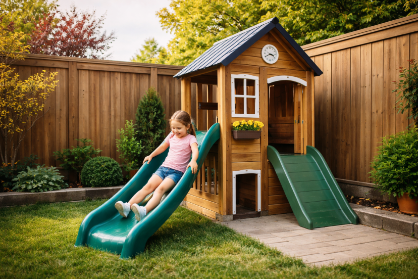 playhouse with slide