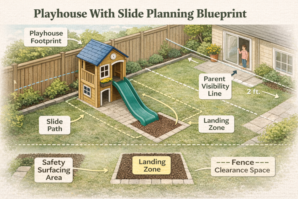 playhouse with slide