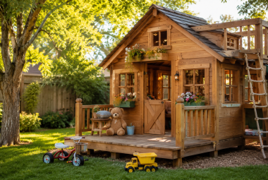 wooden outdoor playhouse