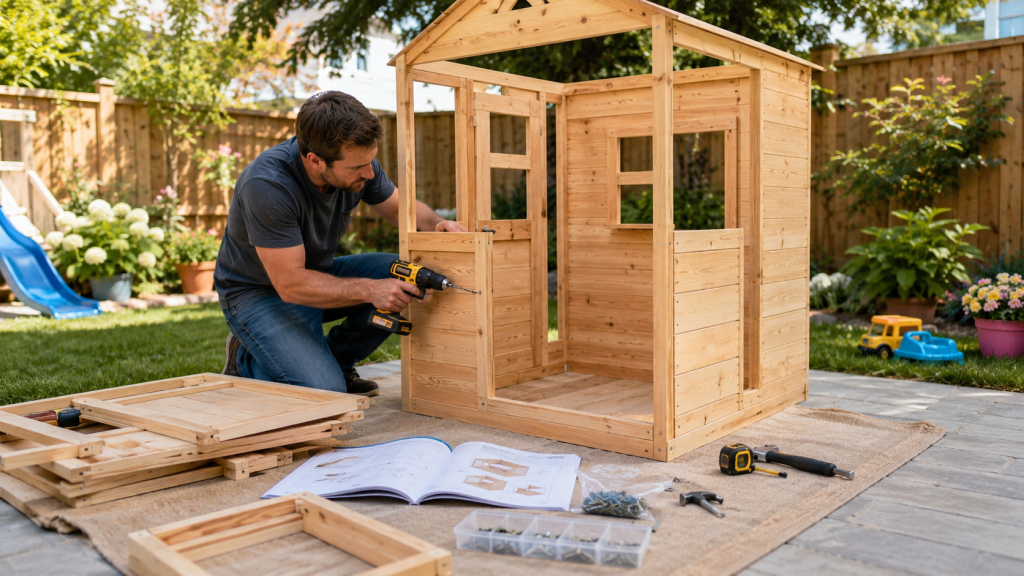 wooden outdoor playhouse