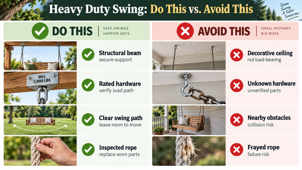 heavy duty outdoor swings for adults